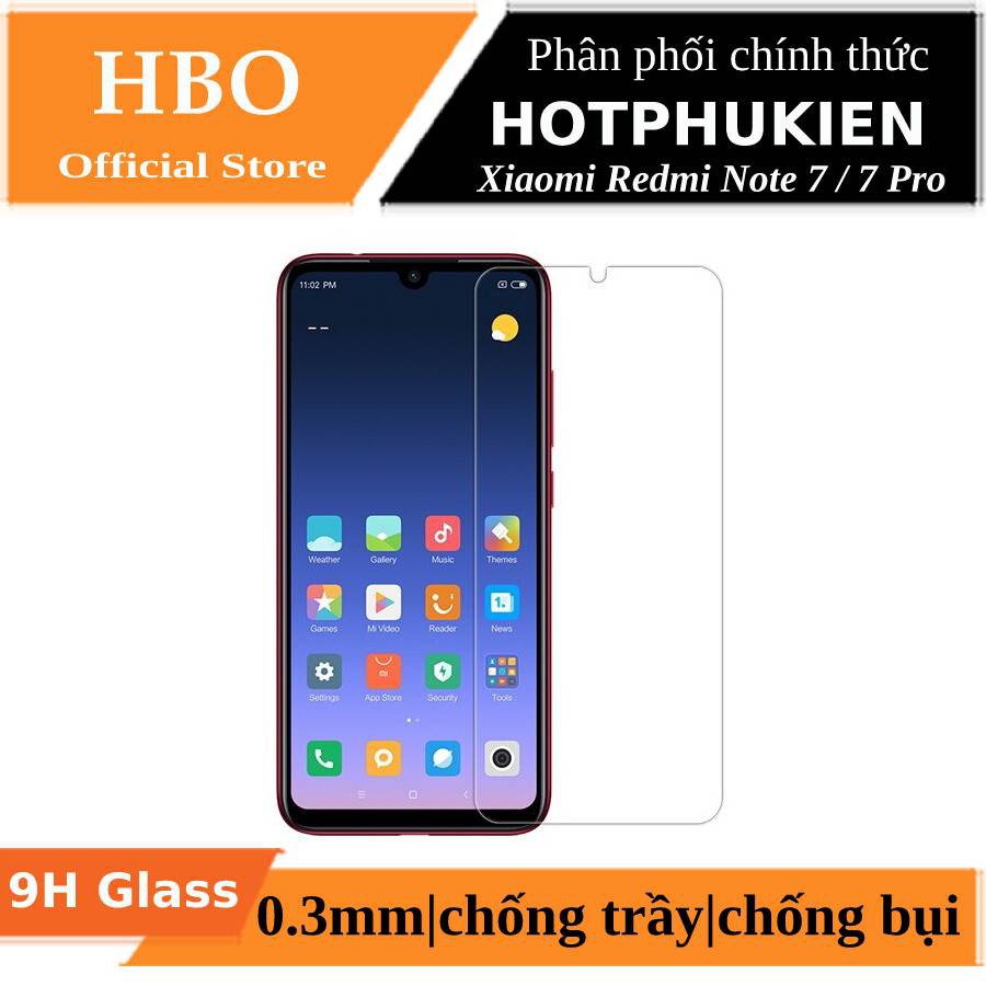 Miếng dán kính cường lực Xiaomi Redmi Note 7 / 7 Pro hiệu HBO  - hàng chính hãng