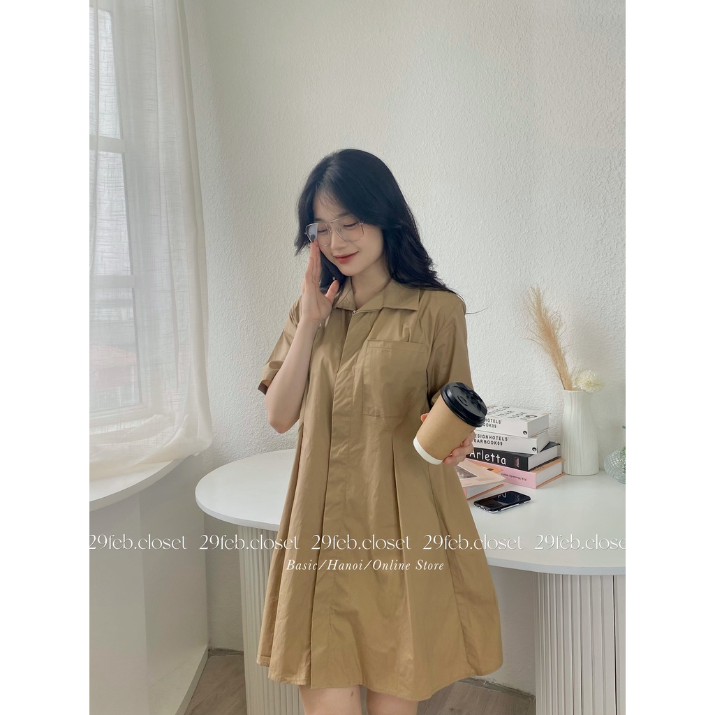 [Ảnh thật/Video] Váy sơ mi thô mềm xếp ly - 29feb.closet - V21