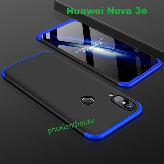 Ốp lưng Huawei Nova 3e hiệu GKK Bảo vệ 360 độ cao cấp siêu mỏng ( 3 mảnh )