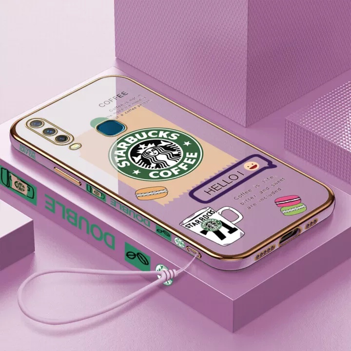 Ốp Điện Thoại Hình Vuông In Logo Starbucks Cho Vivo Y12 Y17 Y15 Y11 Y19 Y83 V9 V5 V5LITE Y66 Y67 T1