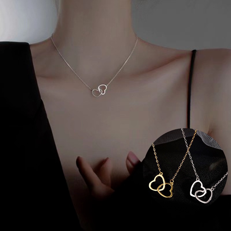 Vòng cổ Mặt Trái Tim Bằng Kim Loại Màu Vàng Thời Trang Cho Nữ