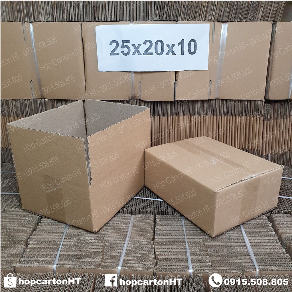 25x20x10 Combo 40 Hộp Carton Đóng Hàng, Thùng Bìa Giấy Giá Rẻ Tiện Lợi - Hộp Carton HT