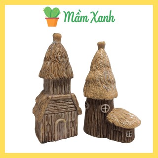 Nhà rơm mini bằng nhựa trang trí tiểu cảnh Terranium