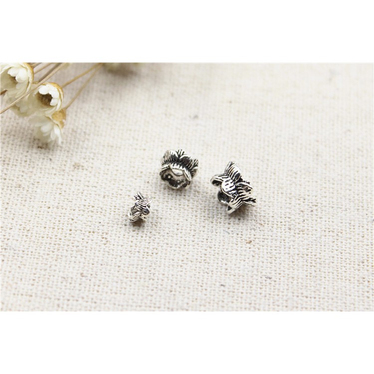 Charm ốp nối hình hoa sen 2 đầu - Charm Bạc 925 - Mã CA050