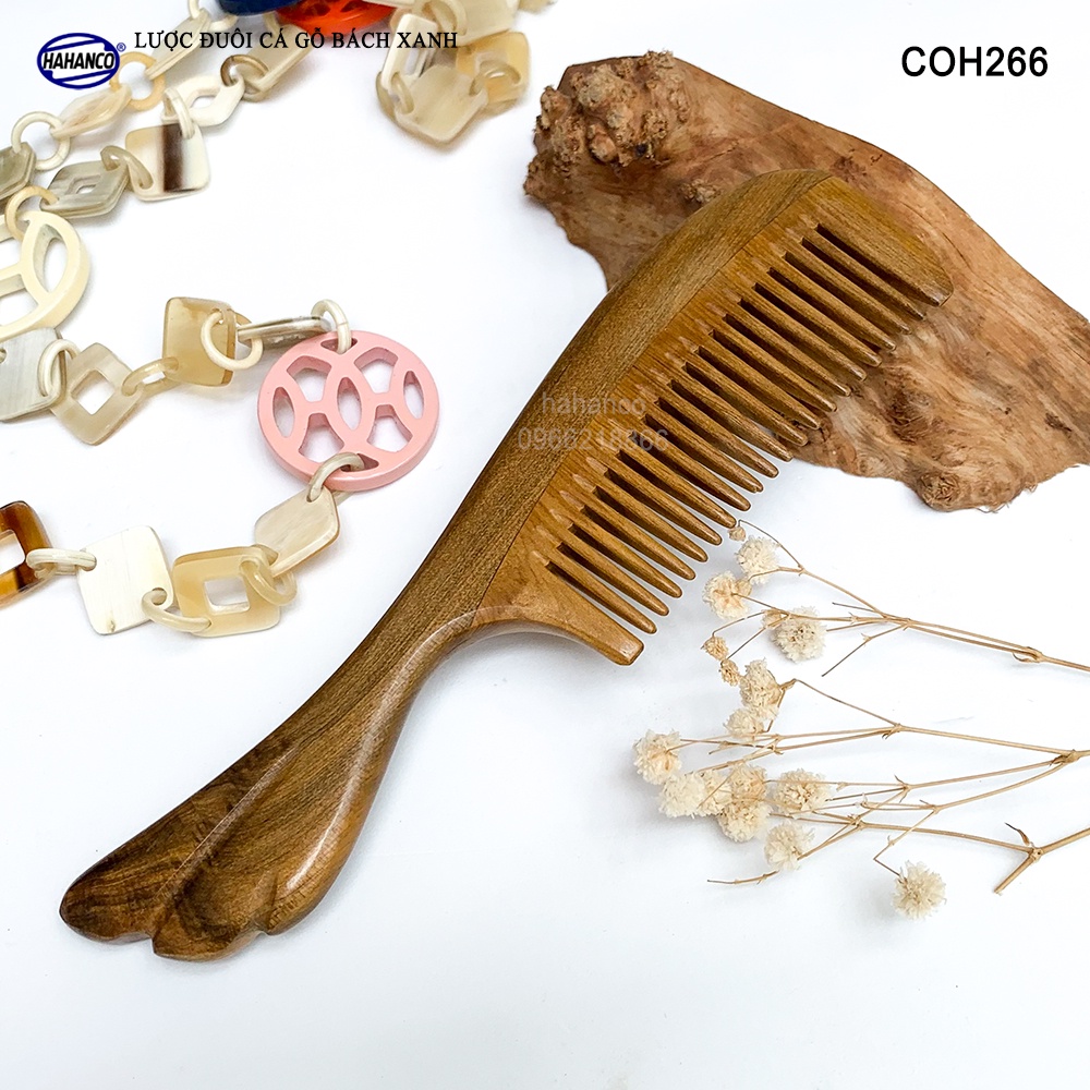 Lược Gỗ Thơm Đuôi Cá HAHANCO (Size:M-16cm) Ghép Răng Tăng Độ Bền Khi Chải Tóc- COH266