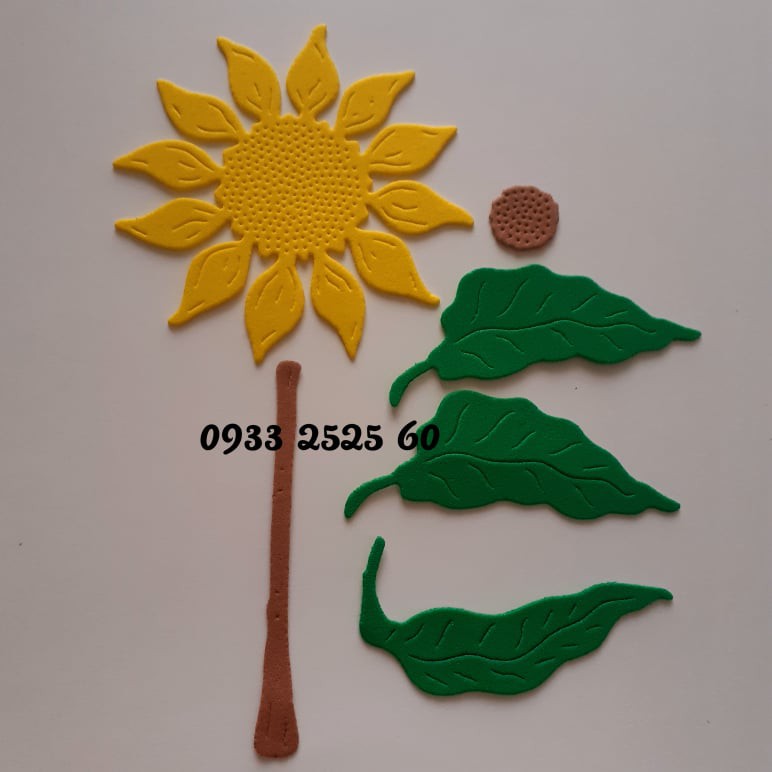 1 hoa hướng dương bằng xốp, 7.2cm- Hình trang trí thiệp, tập, sổ, scrapbook, bookmark_ xốp mầm non, thủ công mầm non