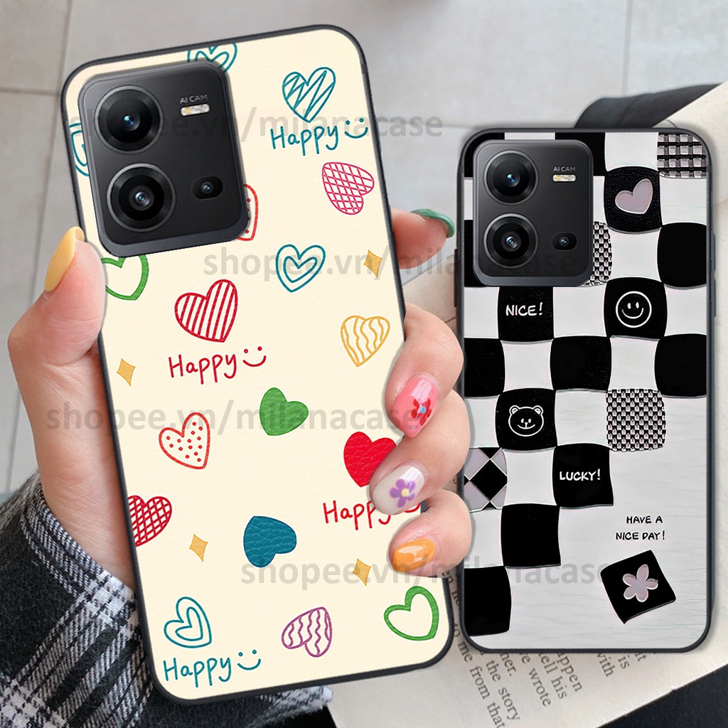 Ốp Vivo V25 5G / V25E in hình caro trái tim siêu đẹp, siêu nét đầy phong cách cá tính