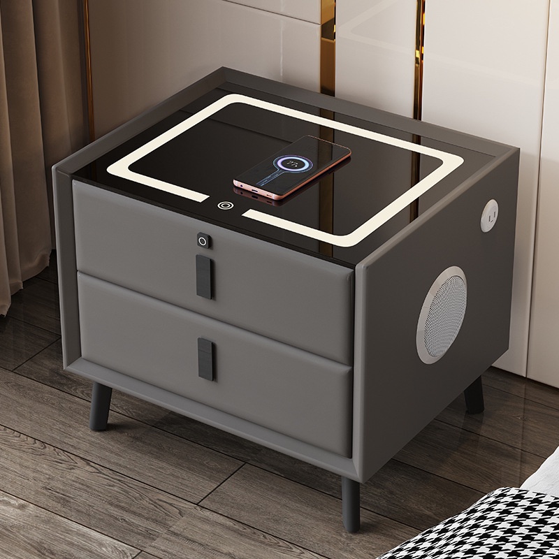 Tủ đầu giường, Táp đầu giường thông minh có sặc điện thoại , đèn led 3 khóa vân tay loa bluetooth