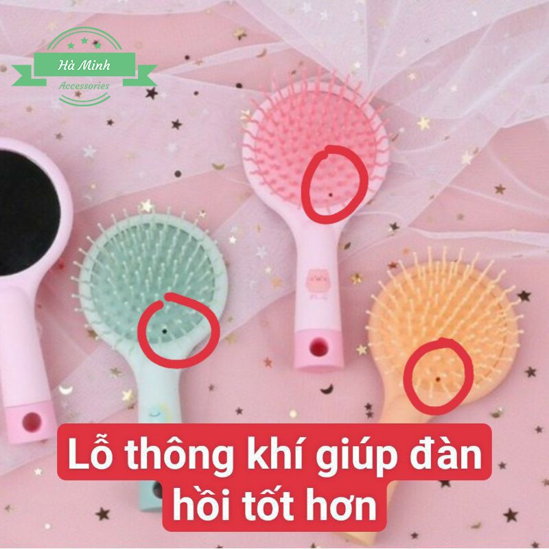 Lược Gương Bỏ Túi Chống Rụng Tóc, Chải Tóc Xoăn, Massage Đầu Dành Cho Nữ