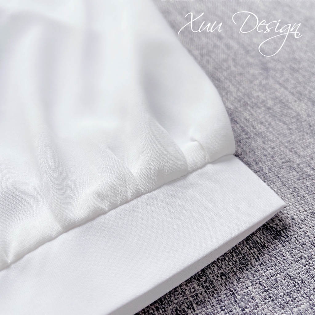 Áo sơ mi trắng nữ thời trang wexuu Design kiểu dáng tay lỡ cổ V phối vạt bèo thanh lịch - SP42