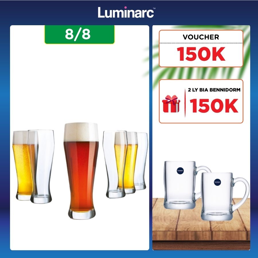 Bộ 6 Ly Bia Thuỷ Tinh Luminarc Brasserie 285ml- LUBRJ5184