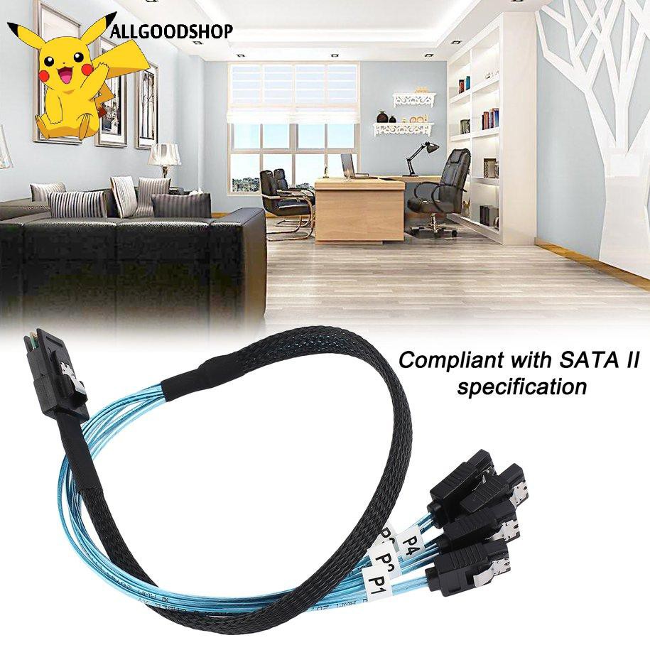 Cáp Chia Alltt Mini Sas 4i Sff-8087 36p 36-pin Male Sang 4 Sata 7-pin 0.5m