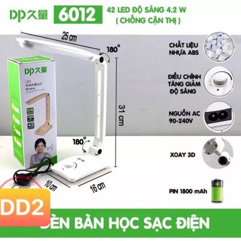 Đèn Bàn Sạc Điện DP 6012 Học Bài Nối Mi