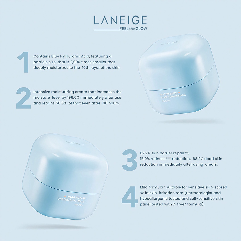 LANEIGE Water Bank Blue Hyaluronic Cream Kem Dưỡng Da 50ml Chứa Hyaluronic Acid