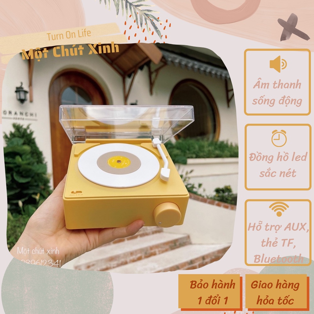 Loa bluetooth giả lập đĩa than cổ x11 retro kiêm đồng hồ báo thức