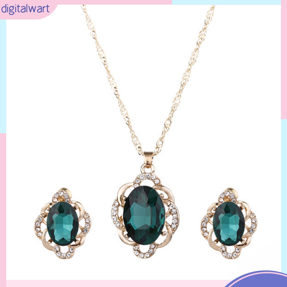 Bộ dây chuyền và bông tai đính đá thiết kế sang trọng dành cho nữ
