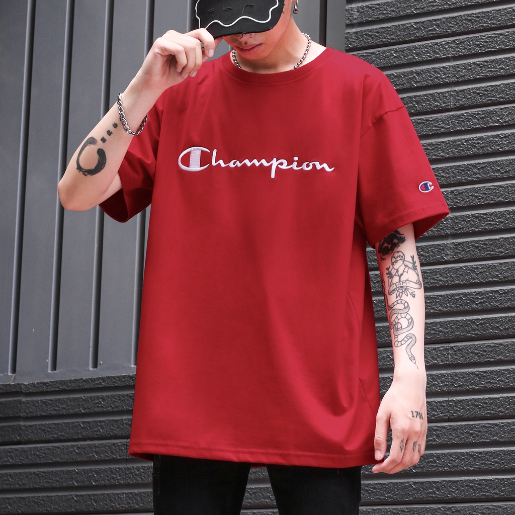 ÁO THUN CHAMPION BIG LOGO CHỮ THÊU MÀU ĐỎ