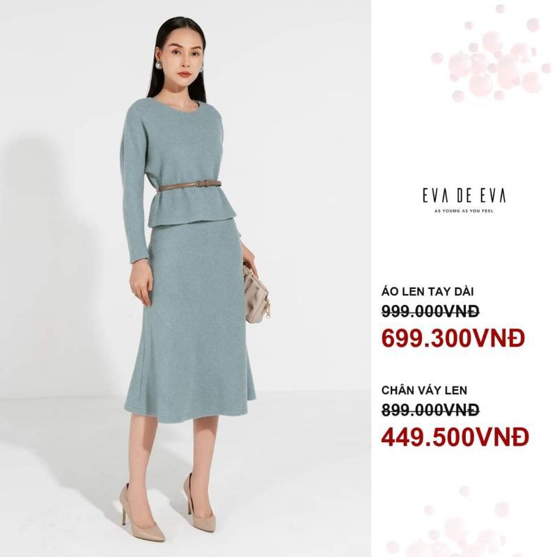 set len Eva De Eva newtag áo M, cv S kèm belt ạ