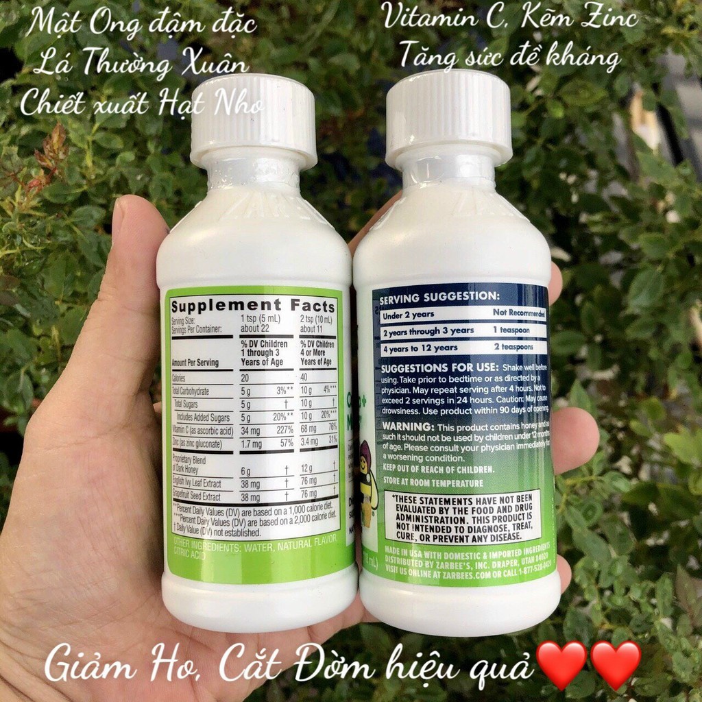 ❤️ Siro Zarbee’s Cough Syrup Day & Night (1 Ngày+1 Đêm) Mỹ, Hương Nho thơm ngọt [Date 6/2022] | BigBuy360 - bigbuy360.vn