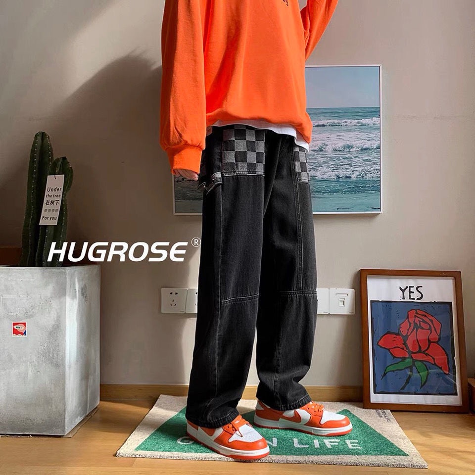 Quần Jean Nam Oversize Họa Tiết Caro Thời Trang Cá Tính