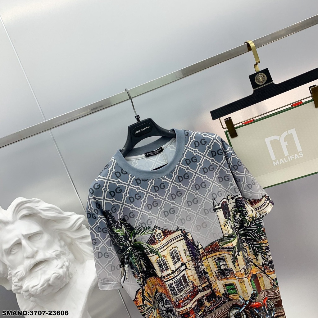 Áo phông Nam DG In Hình Phố Cổ Cực Hot.Áo Cộc Nam Dolce Gabana In Họa Tiết Chất cotton Thoáng mát -MINH TÂY STORE
