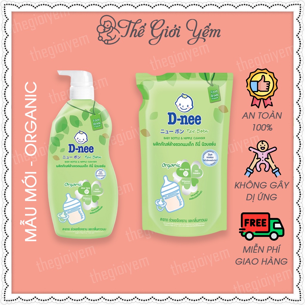 Nước rửa bình sữa Dnee Organic 600ml 620ml mới