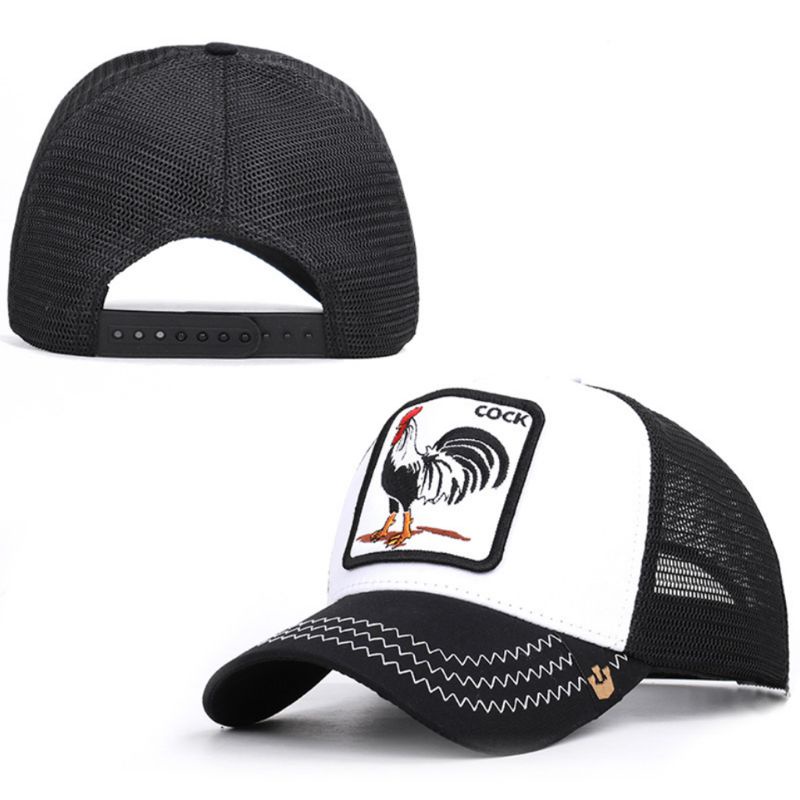 Mũ Lưỡi Trai Phối Lưới Thoáng Khí Thêu Hình Động Vật Dễ Điều Chỉnh Cho Nam Và Nữ