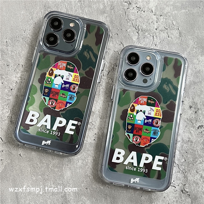 Ốp Điện Thoại Cạnh Mềm Trong Suốt Chống Sốc Họa Tiết Không Gian Bape Cho IPhone 11 13 12 X XS Pro Max XR 12 13