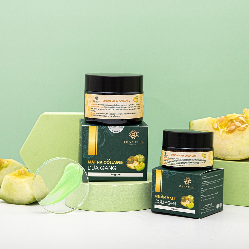 Mặt nạ cấp ẩm, chống lão hóa, làm sáng da Collagen Dưa Gang - Melon Collagen Mask B.B Nature 20-50gram