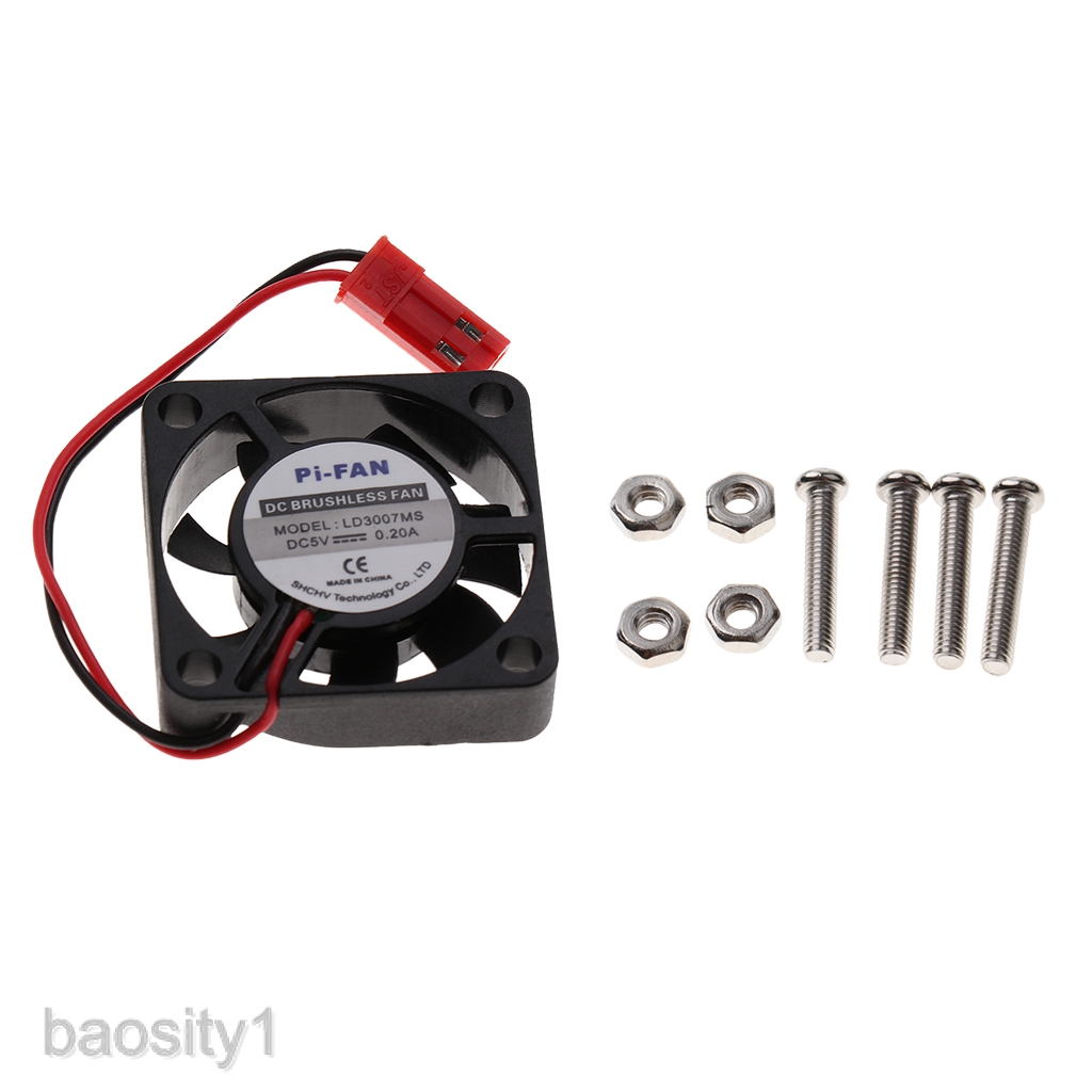 Black 5V Brushless CPU Cooling Fan With Screws For Raspberry Pi 3B/ 2B/ B+