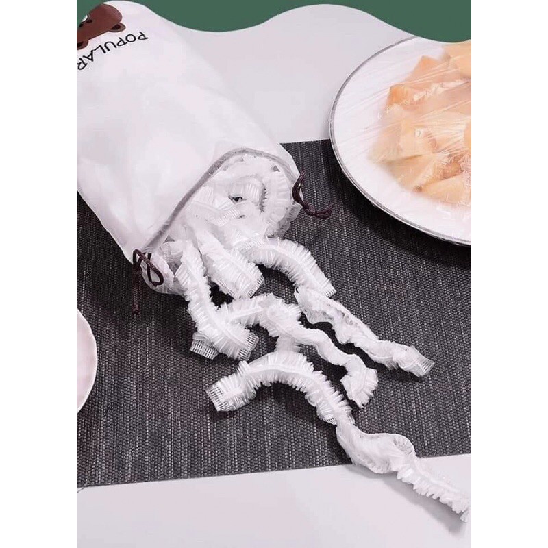 Túi 100Pcs Màng Bọc Thực Phẩm Hình Gấu, Có Thể Tái Sử Dụng, Chun Buộc Co Gĩan
