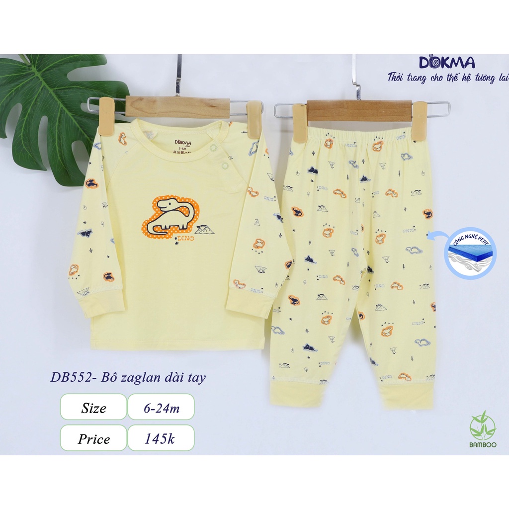 Dokma - Bộ dài tay zaglan chất bamboo sợi tre cho bé trai 6-24 tháng tuổi DB552