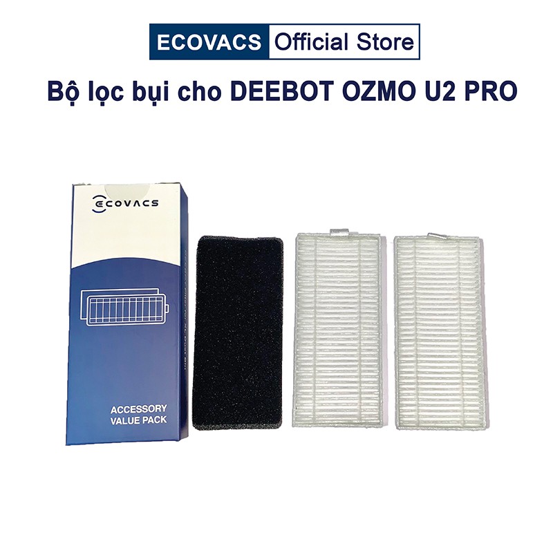 Hộp 2 bộ lọc dành cho robot Ecovacs Deebot OZMO U2 Pro - Hàng Chính Hãng