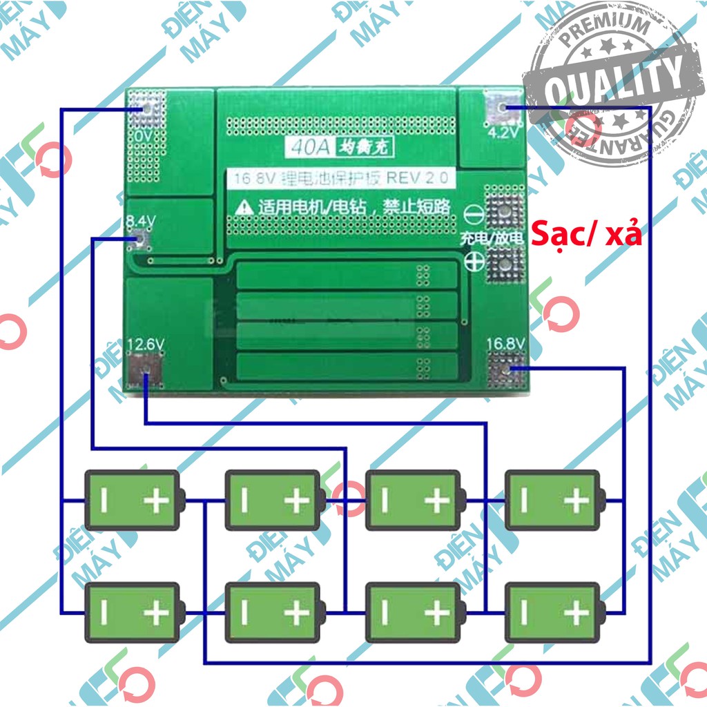 DMF5 Mạch 4S 14.4V 16.8V - 40A, sạc và bảo vệ pin Li-ion