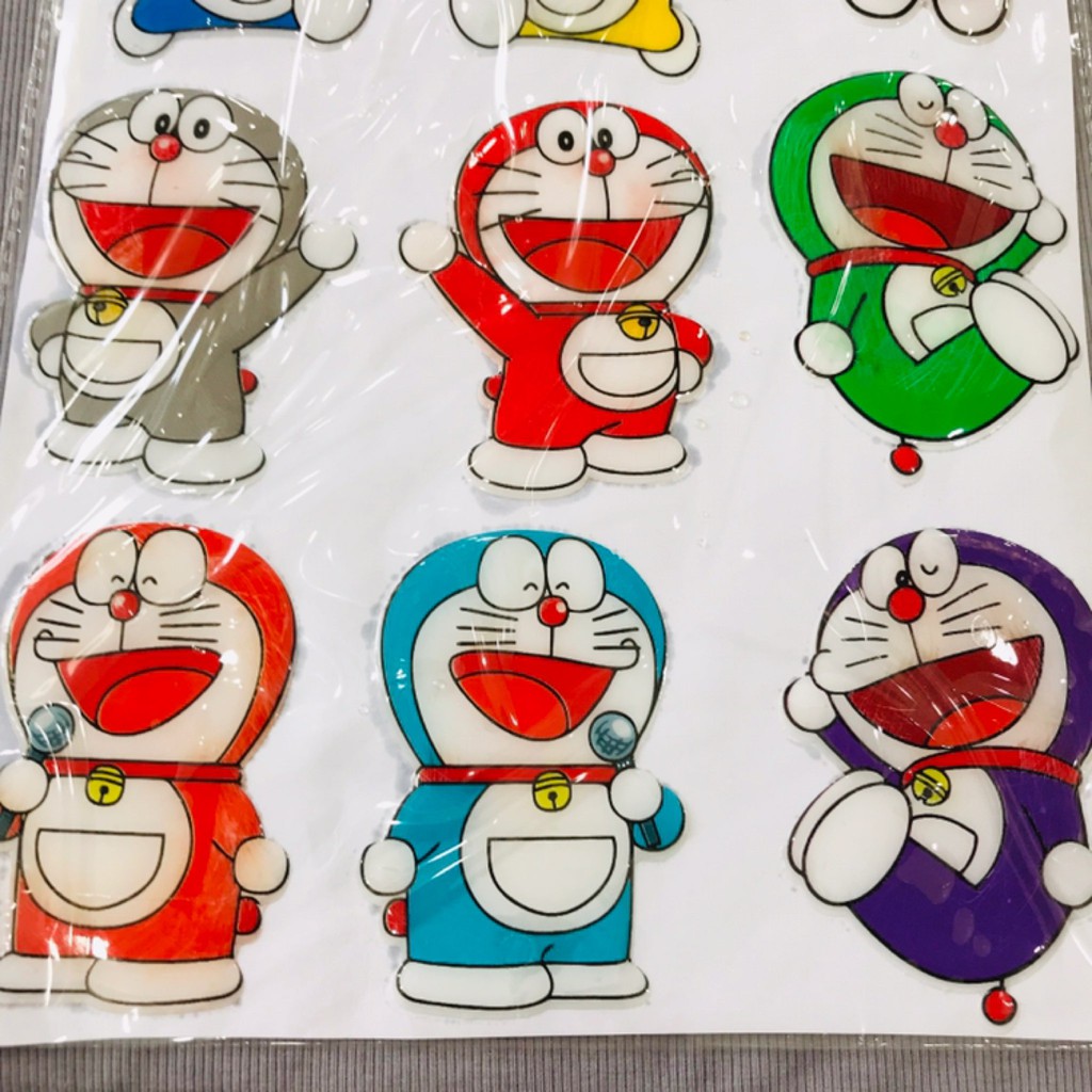 Nguyên bộ tem nổi nhiều logo doraemon dễ thương đủ màu