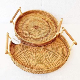 Xưởng SX- Khay trà bằng mây guột, khay bưng bê size 30cm -Tre Việt