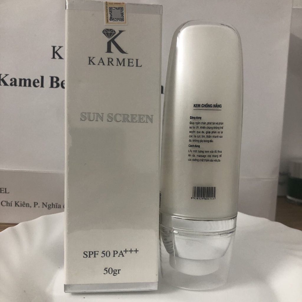 Kem chống nắng vật lý 50G cho da dầu và da hỗn hợp SPF 50PA+++ không bóng dầu không bết dính KARMEL