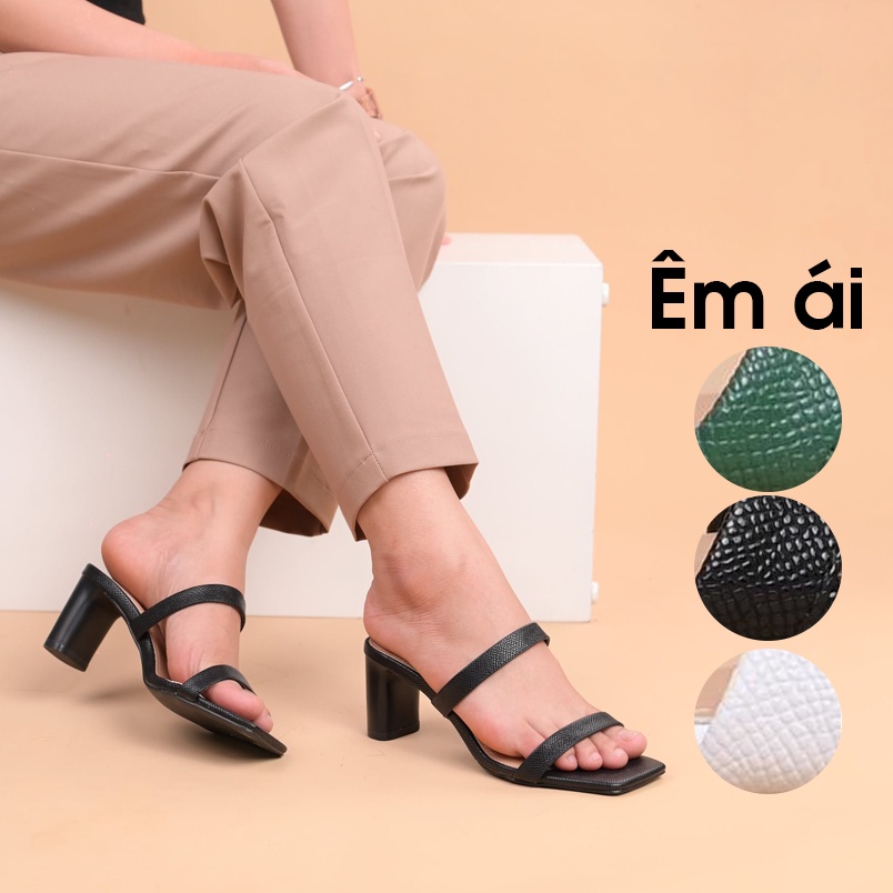 Dép cao gót nữ, guốc 2 quai mảnh cao 7 phân hàng xuất khẩu - Kimy Store