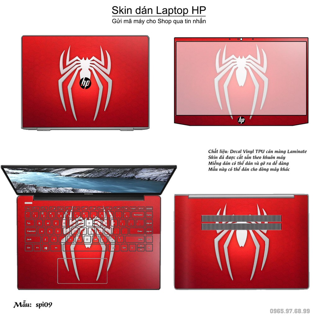 Skin dán Laptop HP in hình người nhện Spiderman (inbox mã máy cho Shop)