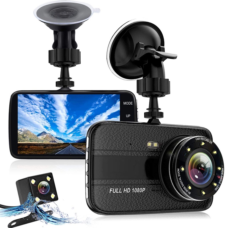 Camera Hành trình ô tô Trước sau ONTEK T008 FHD 1080P, Màn hình 4 inch IPS Siêu đẹp, ống kính kép - BH 12 Tháng