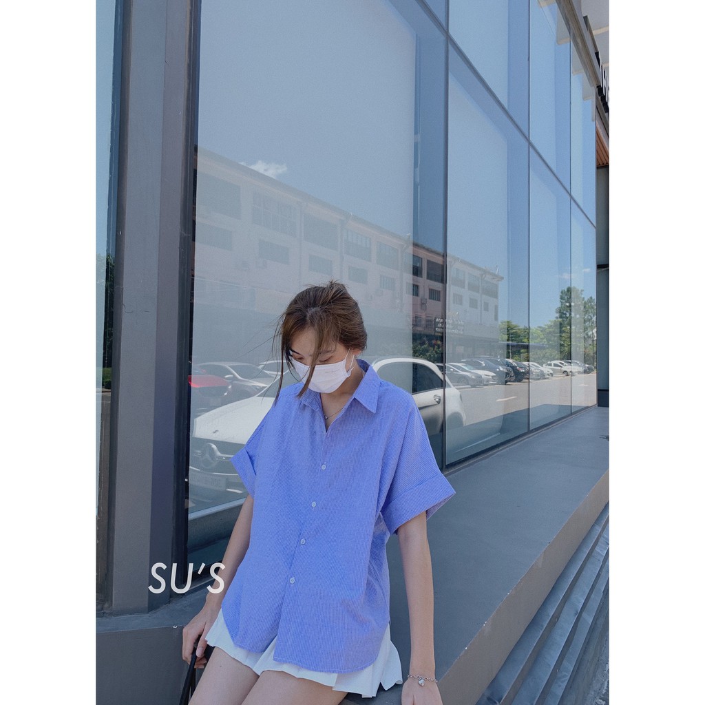 Áo sơ mi kẻ tay gập cúc lưng A1841 SUSTORE