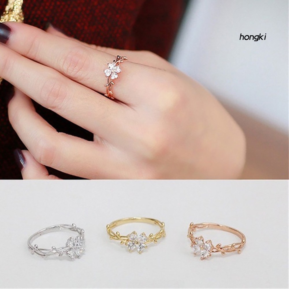 Nhẫn hình hoa đính đá zircon lấp lánh cho nữ
