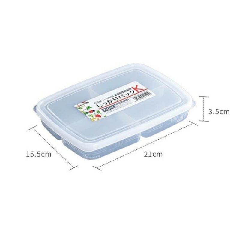 Hộp thực phẩm nhựa chia 4 ngăn , nắp dẻo 710ml tiện lợi