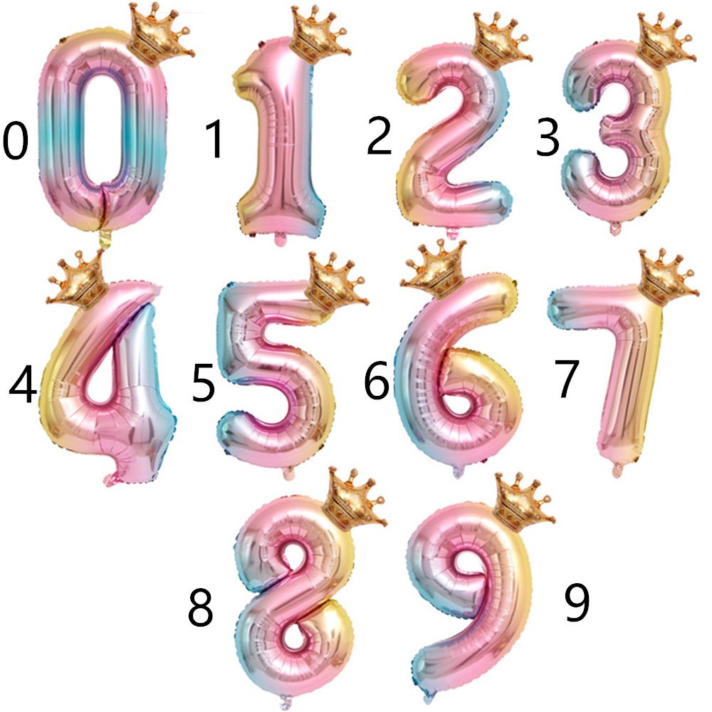 Bóng bay lá nhôm hình số cỡ 32inch màu gradient trang trí tiệc sinh nhật