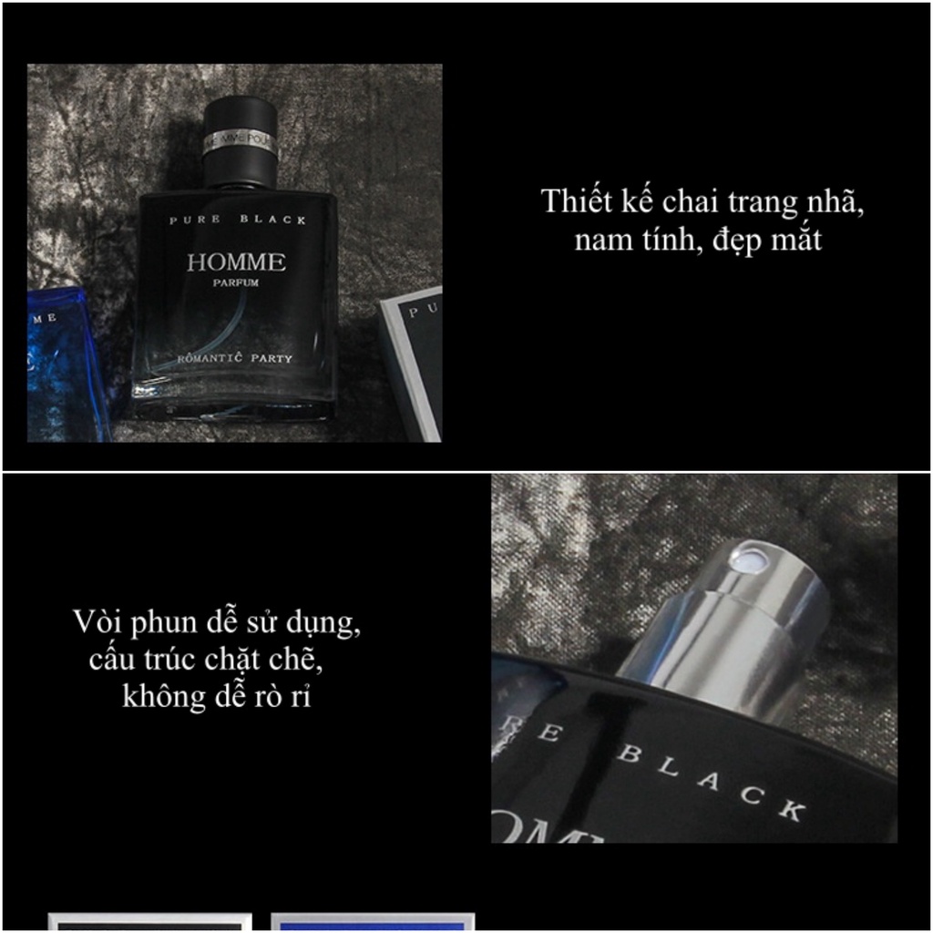 Combo 2 chai nước hoa nam thơm lâu dịu nhẹ Romantic Party hương thơm nam tính bền lâu, mùi hương quyến rũ 60ml CBDNP022
