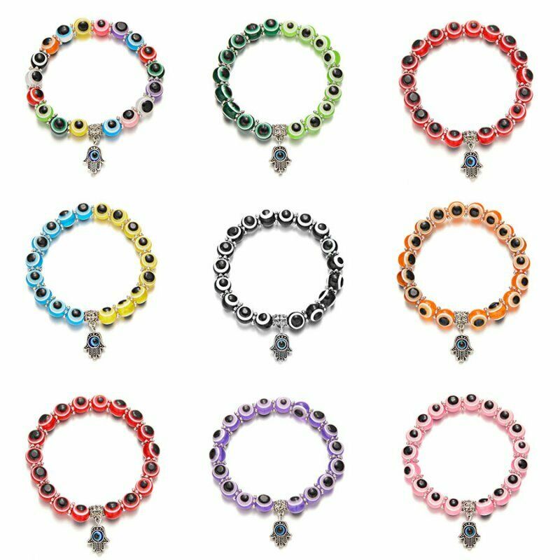 Vòng Đeo Tay Hamsa Mắt Quỷ May Mắn Màu Xanh Dương Phong Cách Thổ Nhĩ Kỳ Bảo Vệ Và Bán Sỉ