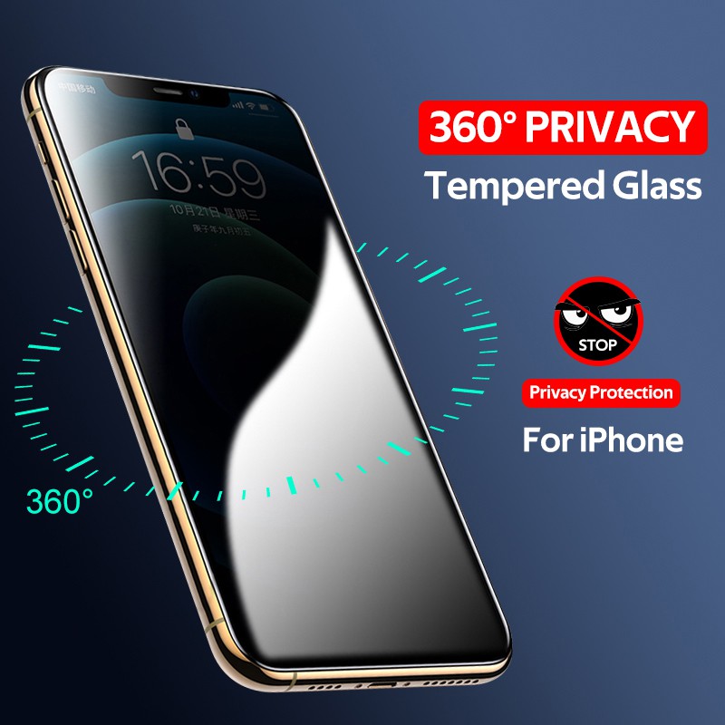 Kính Cường Lực Bảo Vệ Màn Hình 360 Độ Chống Nhìn Trộm Cho Iphone 12 Mini 11 Pro Xs Max X Xr 7 8 6 6S Plus Se 2020