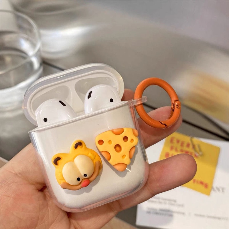 Compatible for Airpods 1 / 2 Pro3 Wireless Bluetooth Headphone Charging Case Protective Case in Transparent Silicone Cartoon Cat Pattern
