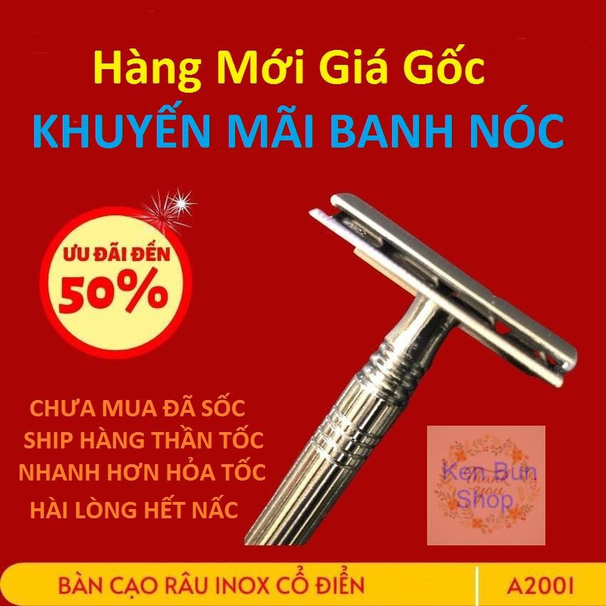 Dao Cạo Râu INOX Truyền Thống Phong Cách Vintage Cầm Chắc Tay Dễ Dàng Sử Dụng [ Hàng Thật Ảnh Thật Video Thật ]