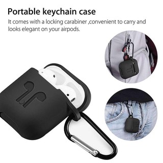 Bao Silicon ốp lưng cho tai nghe AirPods hoặc tai nghe tương tự chống sốc (Đen)